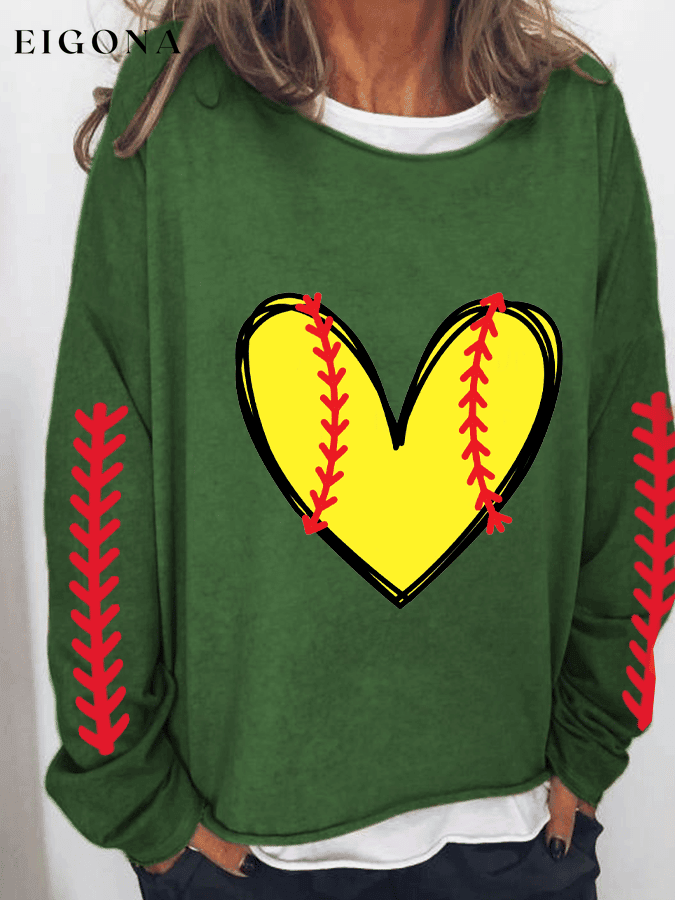 Women's Softball Lover Print Sweatshirt ball print