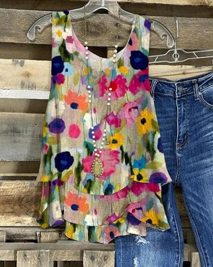 Colorful printed multi-layered casual vest summer tank tops & camis