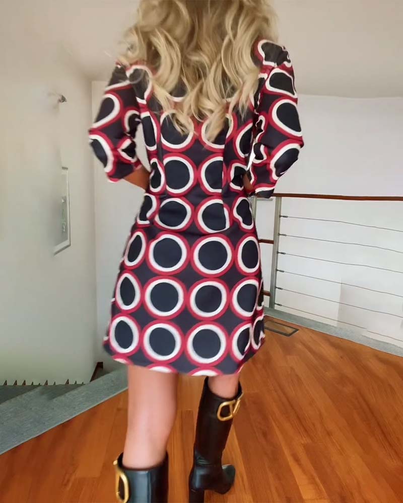 Circle print three-quarter sleeve dress casual dresses spring summer