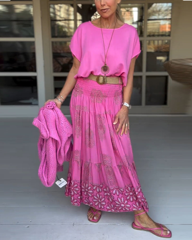 Gonna a pieghe patchwork colorato