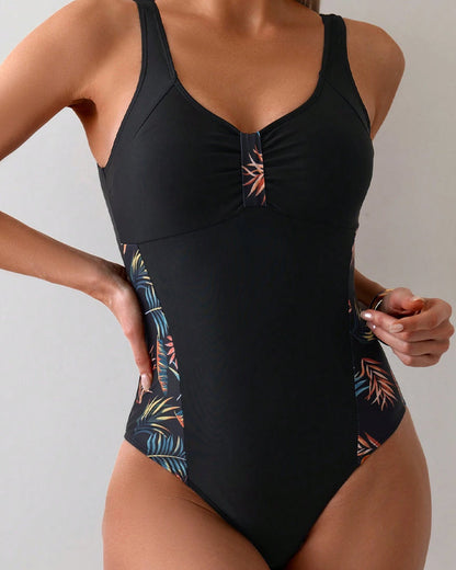 Sleeveless Printed One-Piece Swimsuit