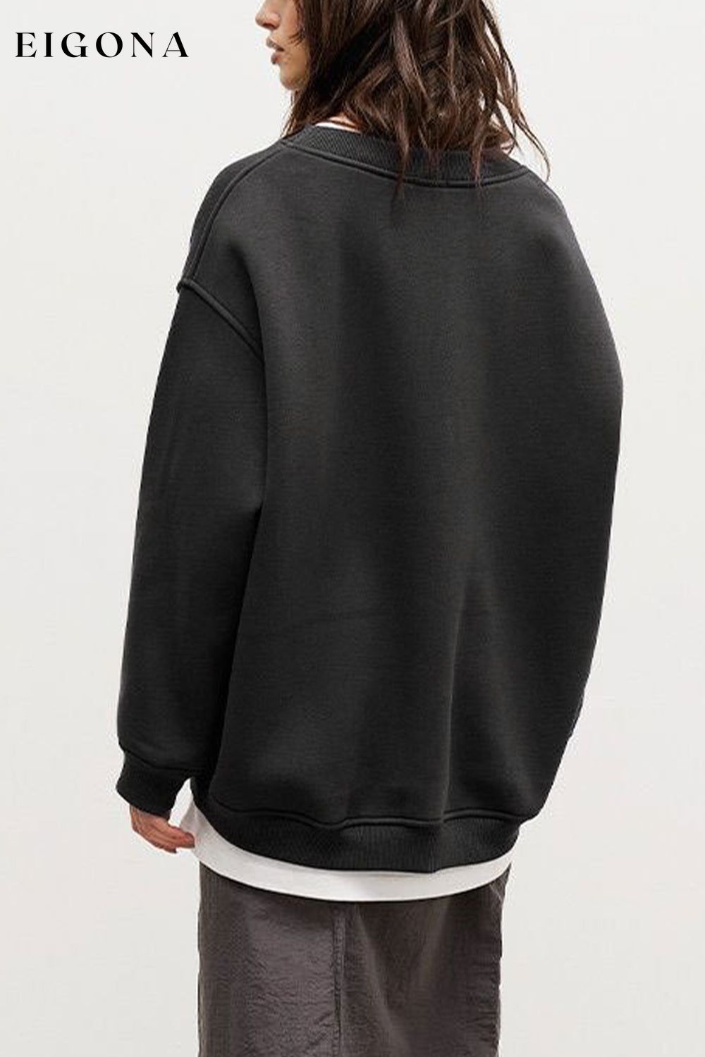 Oversize Round Neck Dropped Shoulder Sweatshirt clothes Ship From Overseas Shipping Delay 09/29/2023 - 10/03/2023 trend X.L.J