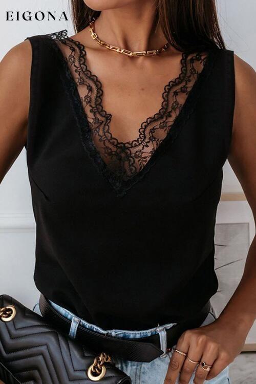 Lace Detail V-Neck Tank clothes Ship From Overseas SYNZ