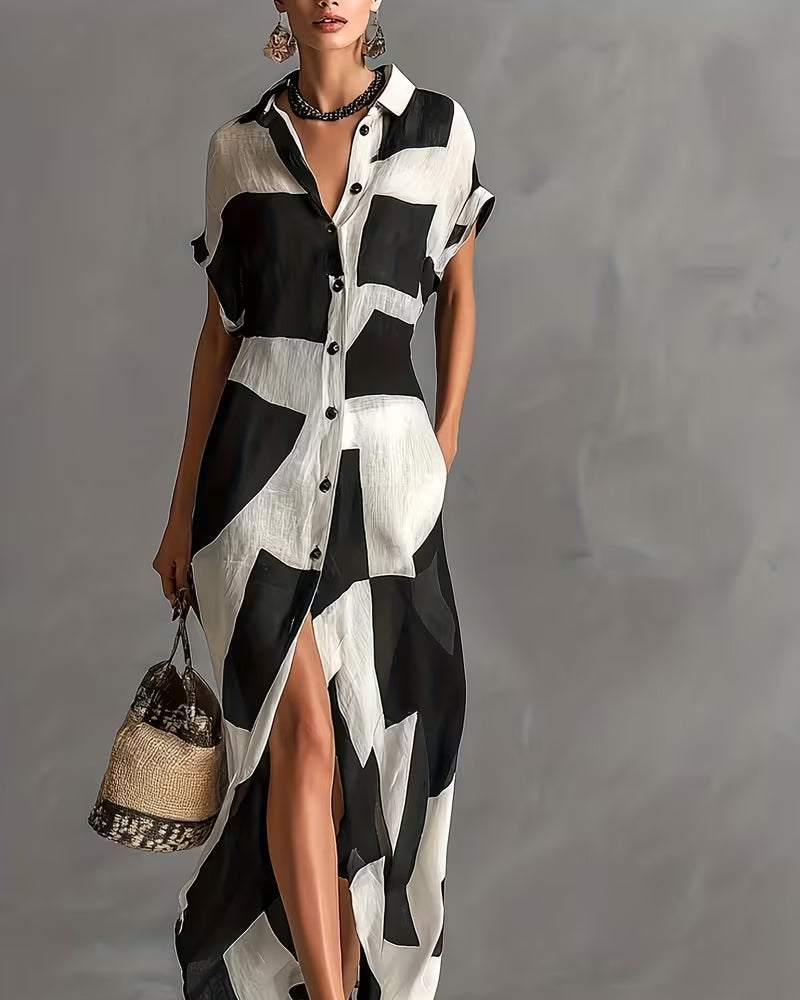 Stylish Geometric Shirt Dress