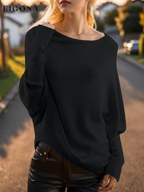 Texture Round Neck Long Sleeve Sweater clothes Ship From Overseas Y.X