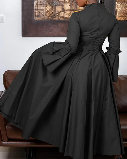 Elegant V-Neck Flared Sleeve Dress