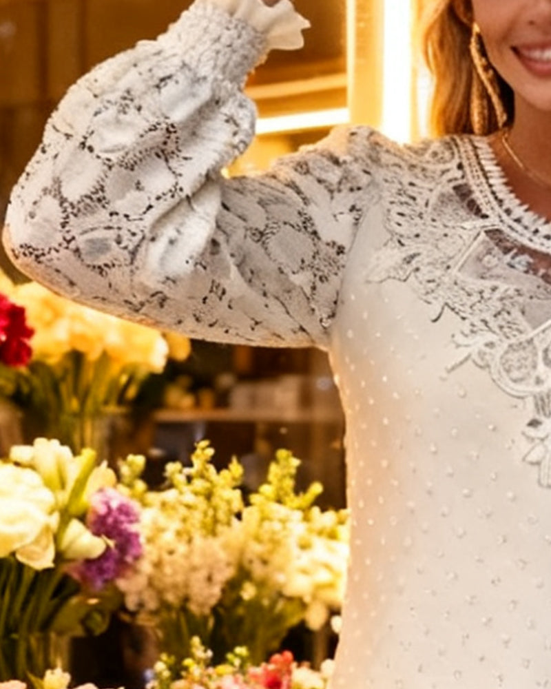 Elegant Solid Color Long-Sleeved Blouse