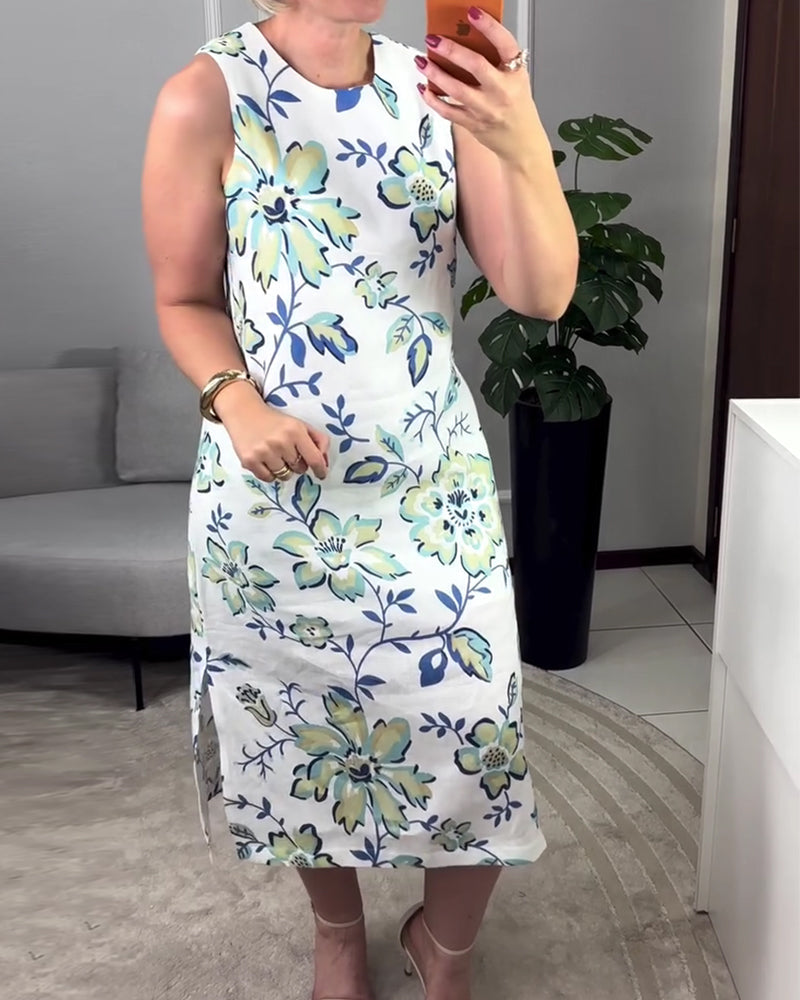 Sleeveless Floral Straight Dress