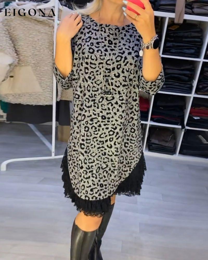 Leopard print slimming dress 2023 f/w casual dresses Clothes Dresses spring