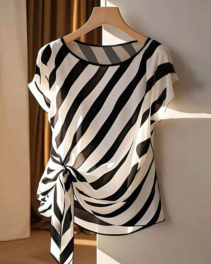 Striped Tie Temperament Blouse