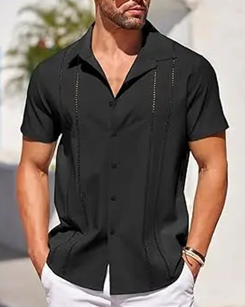 Men's Cuban Guayabera Shirt Short Sleeve Button Down Shirts