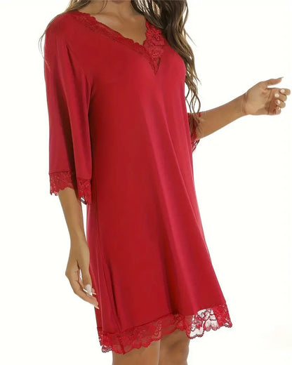 Lace Panel V-Neck Dress Underwear