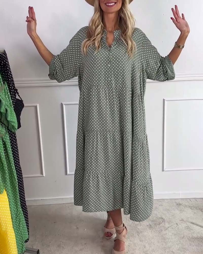 Halbarm-Etuikleid mit Polka Dots