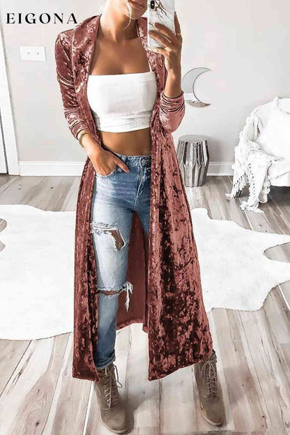 Open Front Long Sleeve Longline Cardigan Pale Blush clothes Ship From Overseas SYNZ