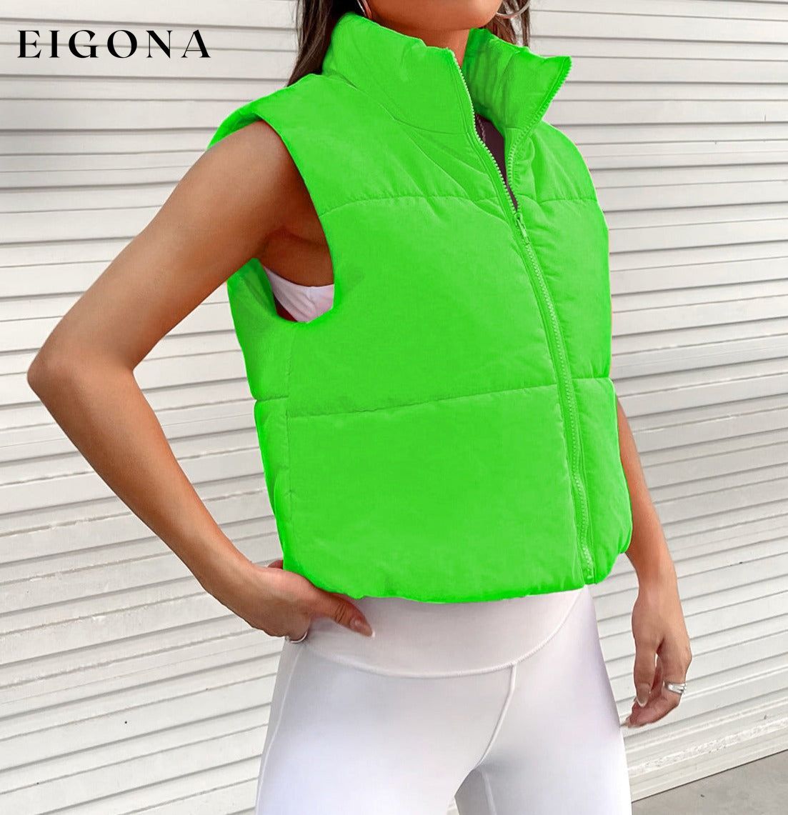 Zip-Up Puffer Vest clothes puff vest Q@M Ship From Overseas Shipping Delay 09/29/2023 - 10/03/2023 vest