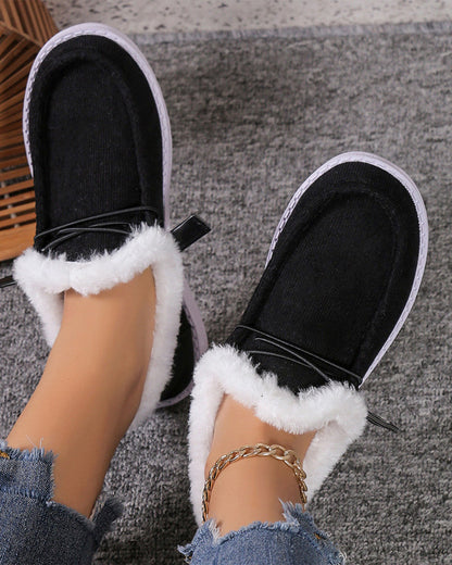 Solid color thick warm cotton shoes 2024 f/w flats