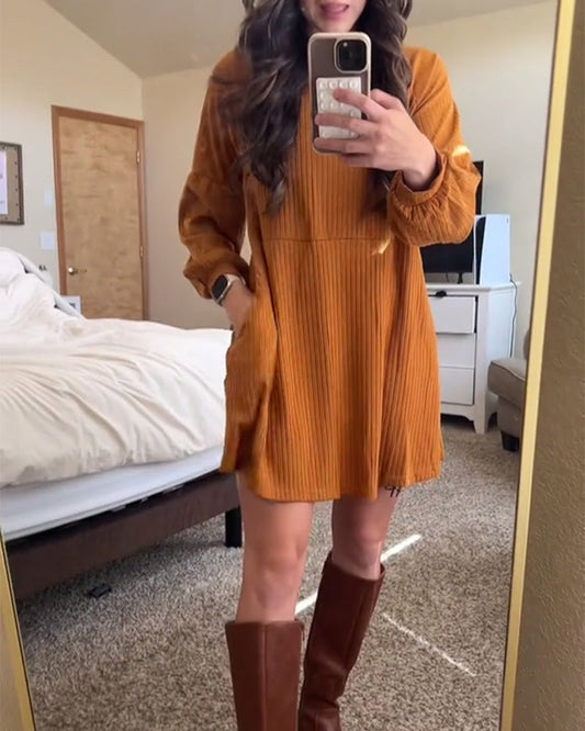 Solid color long sleeve casual dress 2024 F/W casual dresses Spring