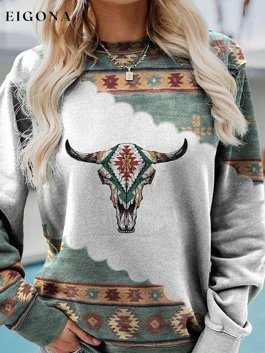 Western Style Retro Ethnic Print Top