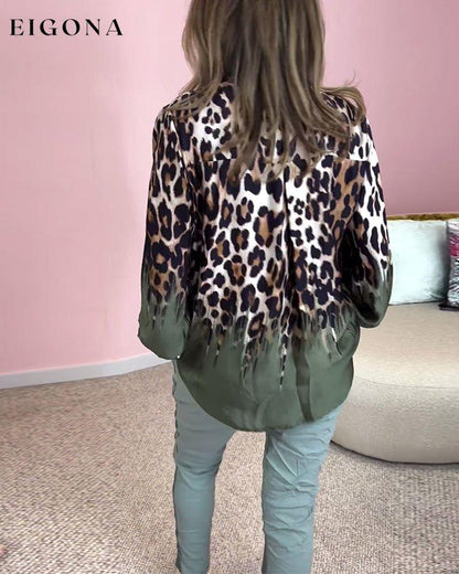 Leopard print long sleeve V-neck blouse blouses & shirts spring summer