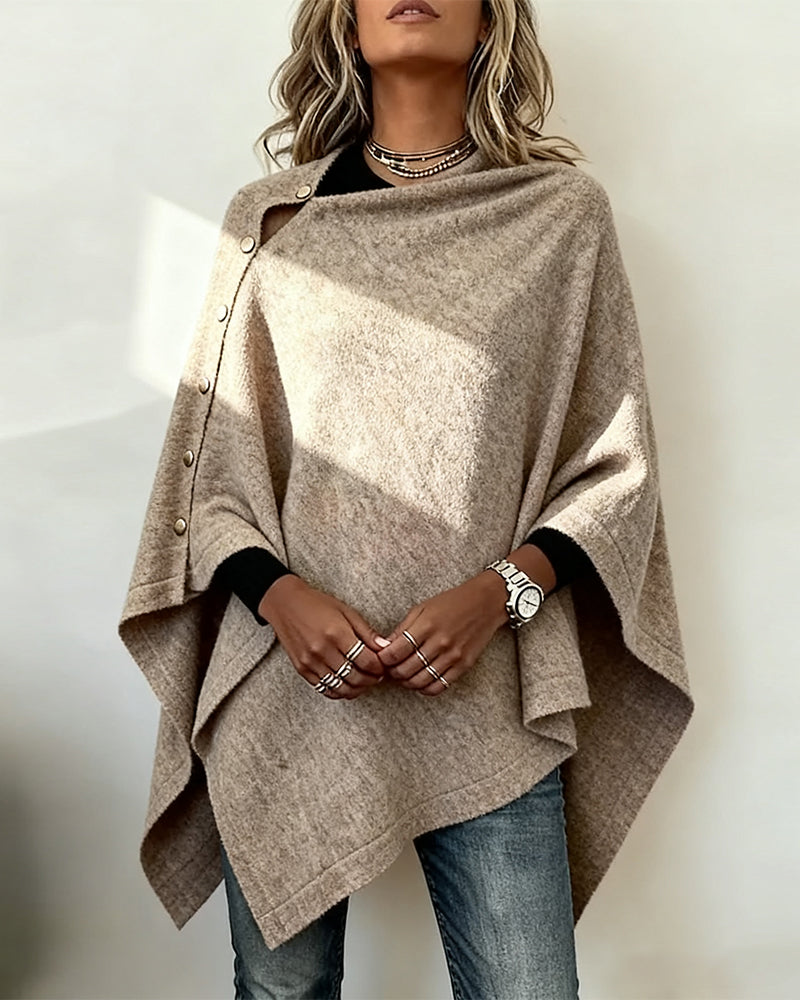 Stylish Cape-Style Asymmetrical Sweater