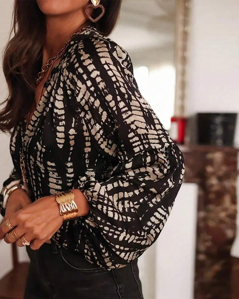 Vintage Fake Tie-Dye Print Blouse