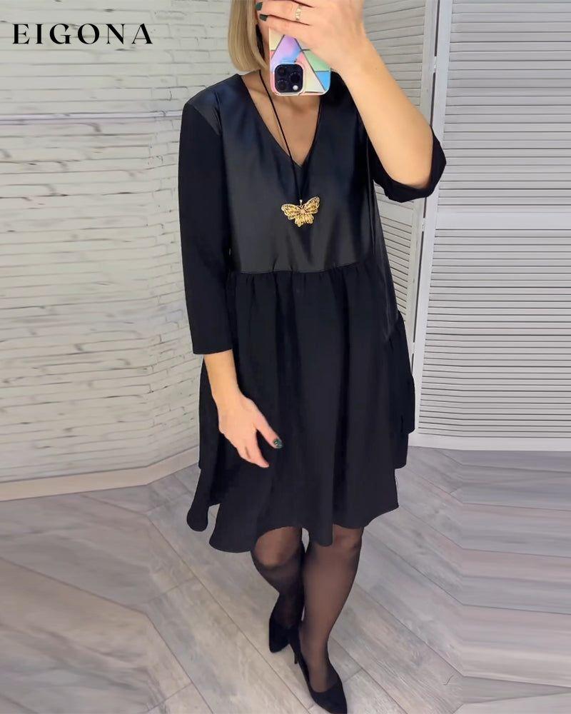 Patchwork V-neck Dress 2023 f/w casual dresses Clothes discount Dresses