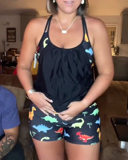 Dinosaur Print Two-Piece Swimsuit