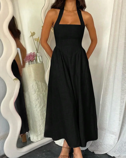 Halter Spaghetti Strap Backless Dress