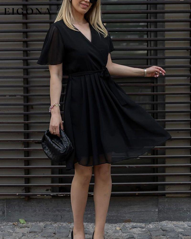 Casual V-neck short-sleeve midi dress casual dresses spring summer