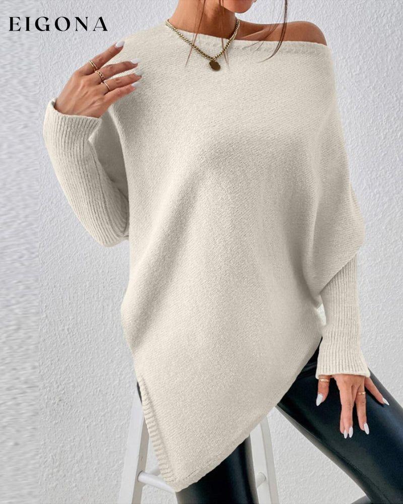 Solid Color Sweater with Irregular Hem 2023 f/w 23BF clothes discount spring Sweaters sweaters & cardigans Tops/Blouses