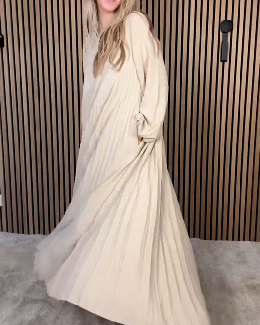 Elegant Puff Sleeve Pleated Dress