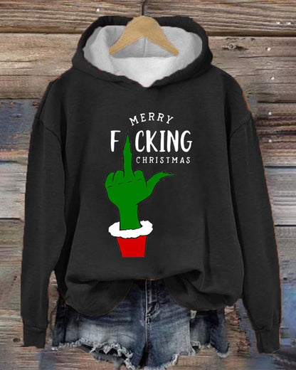 Women's Christmas printed hooded casual sweatshirt 2024 f/w christmas Grinch hoodies