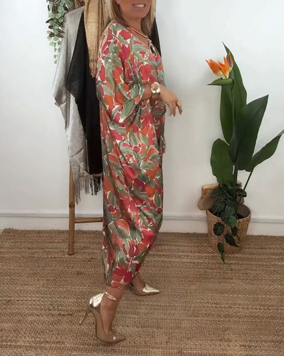 V-Neck Twist Print Dress