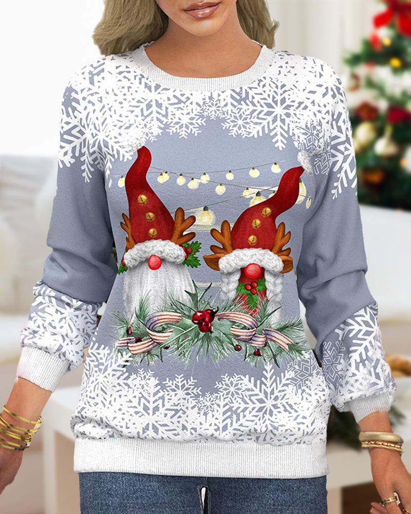 Christmas sweater with snowflake print and raglan sleeves 2022 F/W 23BF christmas Sweatshirts