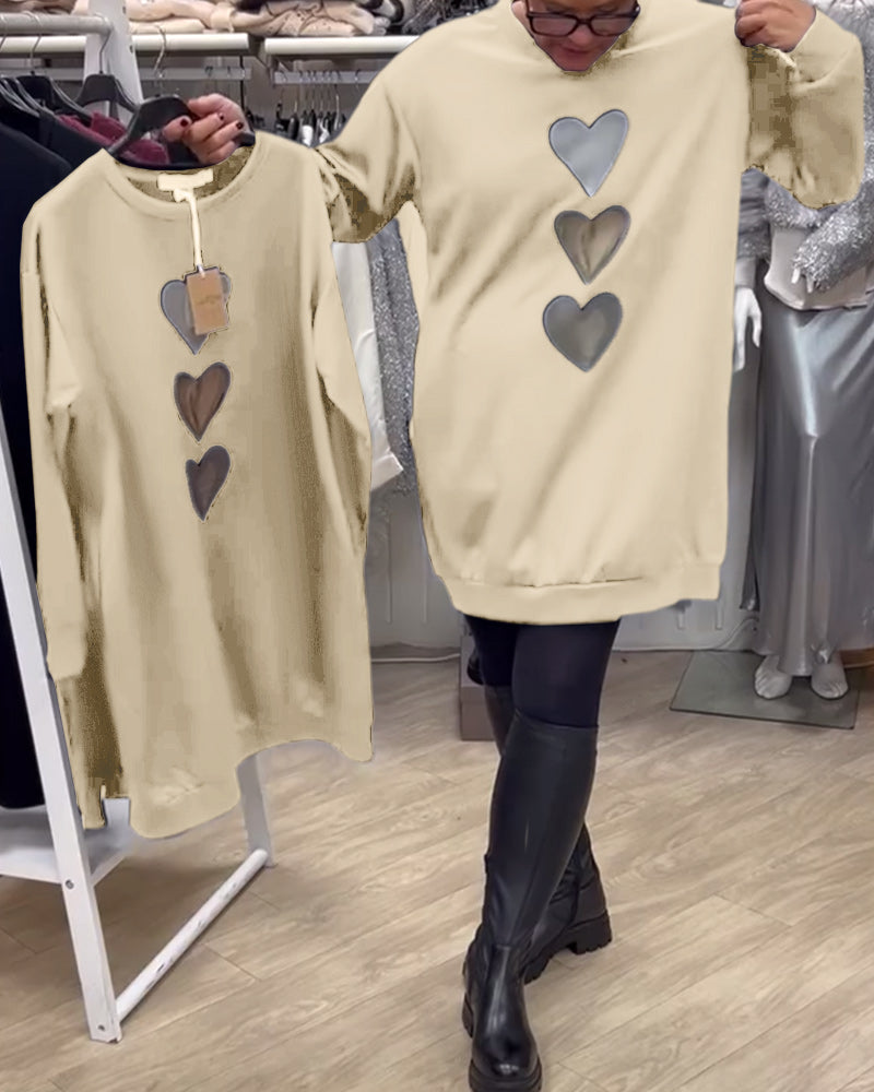 Casual Heart Pattern Shift Dress 2024 f/w 2025 Valentine's Day 2025 Cotton and Linen casual dresses