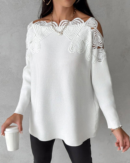 Lace patchwork solid color sweater 2023 f/w 23BF discount pullovers spring