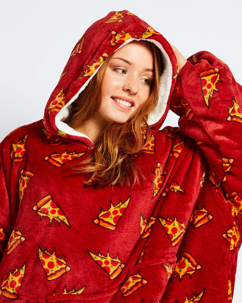 Cute Pizza Loose Blanket Hoodie 2024 f/w Blanket Hoodies