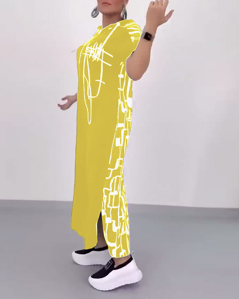 Half-Zip Loose Contrast Dress