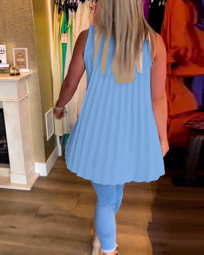 Top arricciato senza maniche con revers