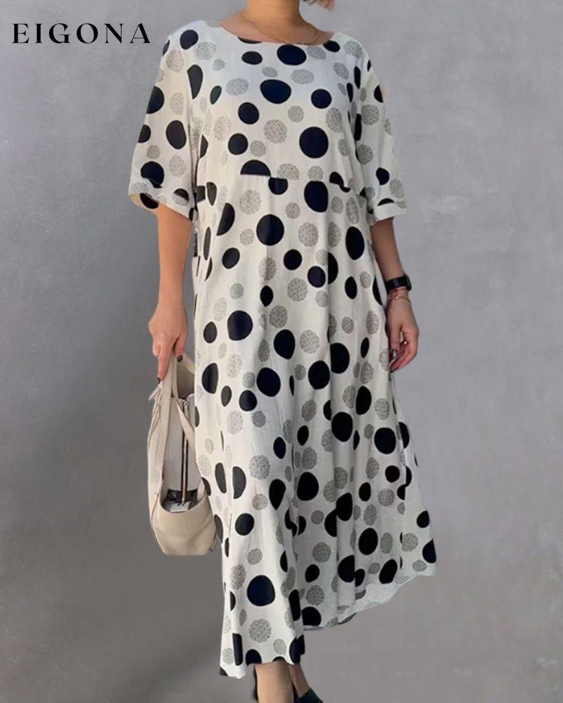 Round Neck Polka Dot Print Dress Casual Dresses Clothes Dresses SALE Spring Summer