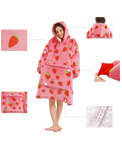 Oversized strawberry print blanket Hoodie Blanket Hoodies