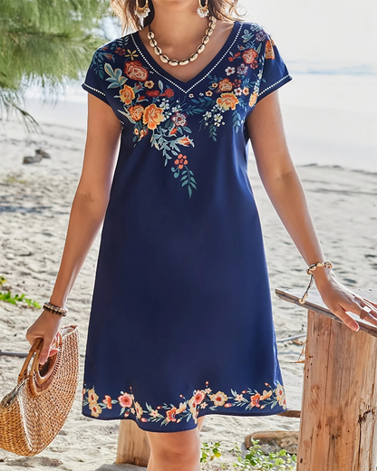 Casual Printed Short Sleeve Dress