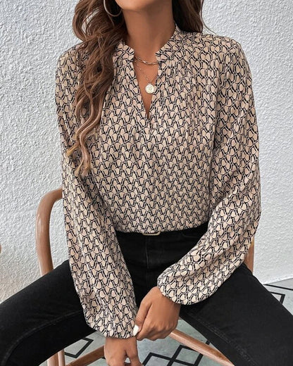 V-neck printed elegant blouse 2023 F/W 23BF Blouses & Shirts Spring