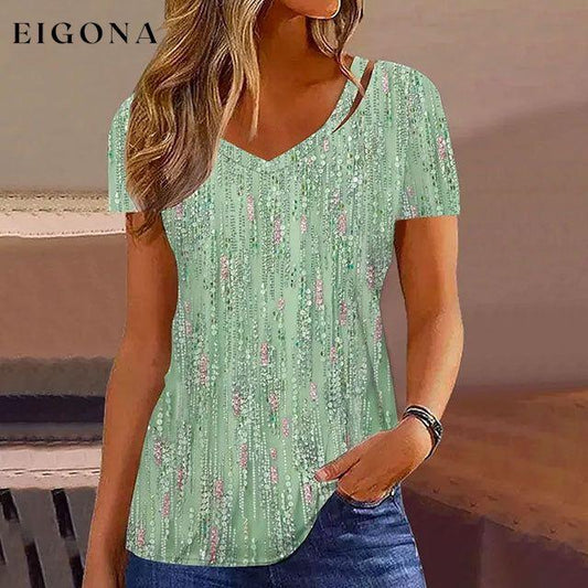 Elegant Floral T-Shirt Green best Best Sellings clothes Plus Size Sale tops Topseller