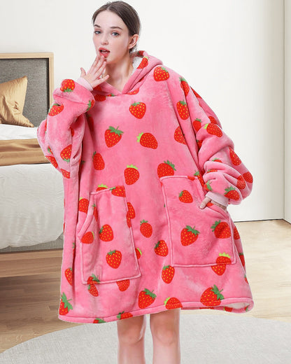 Strawberry print loose blanket hoodie 2024 F/W Blanket Hoodies