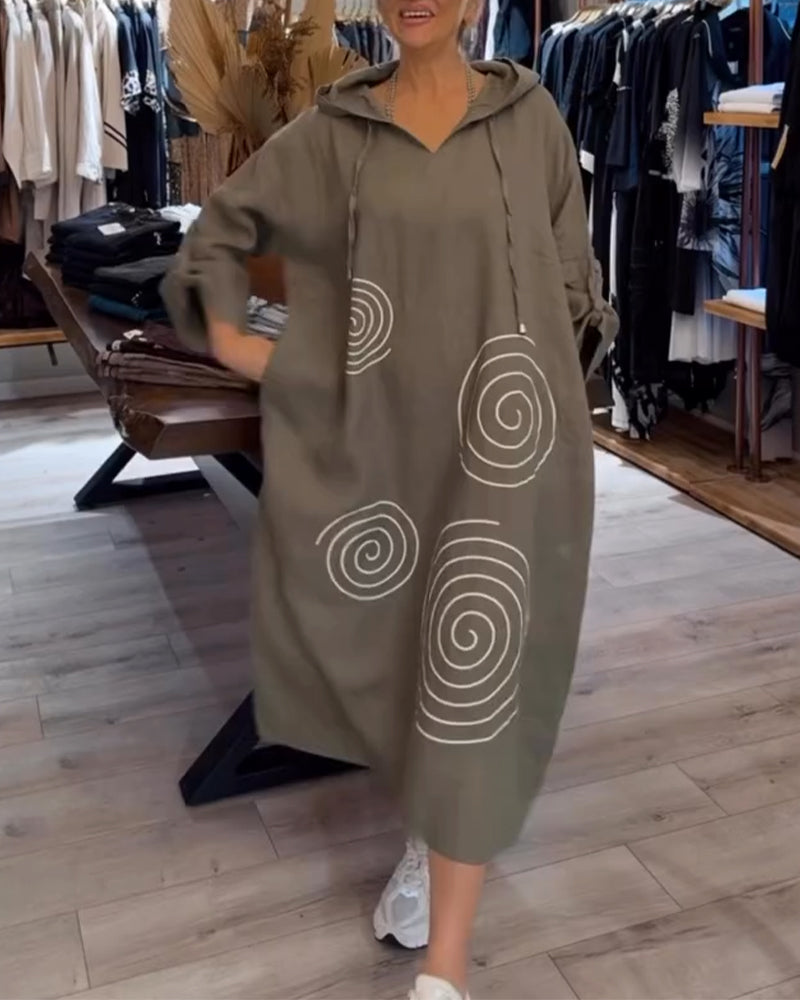 Hooded Long Sleeve Loose Dress