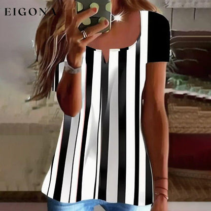 Black And White Striped T-Shirt Black best Best Sellings clothes Plus Size Sale tops Topseller