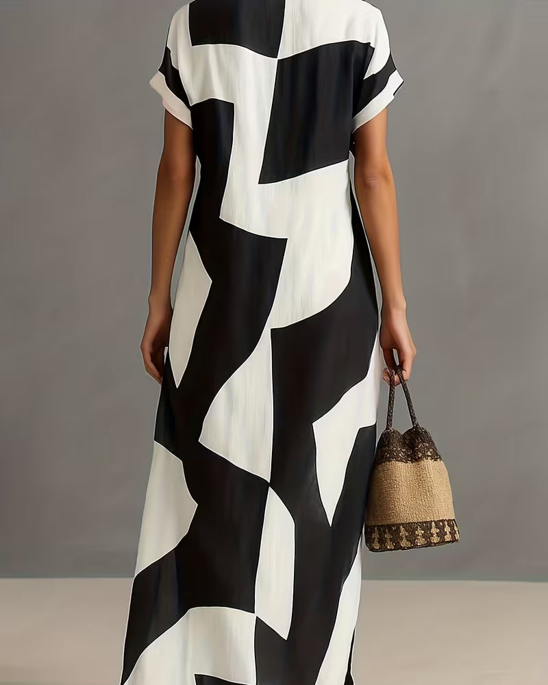 Stylish Geometric Shirt Dress