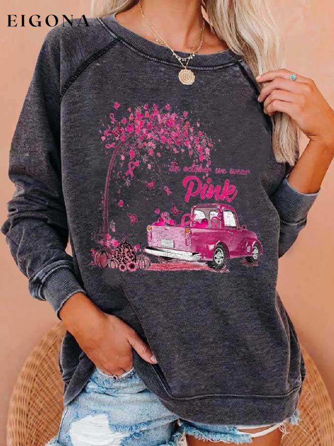 Butterfly Pumpkin In October We Wear Pink Printed Sweatshirt fall sale