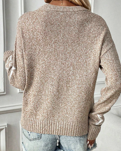 Casual star round neck long sleeve pullover 2024 f/w pullovers